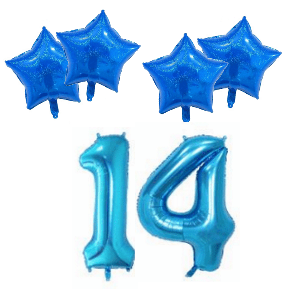 Number & Star Foil Balloon Set - Blue - Party Balloons from . at DoggyTopia
