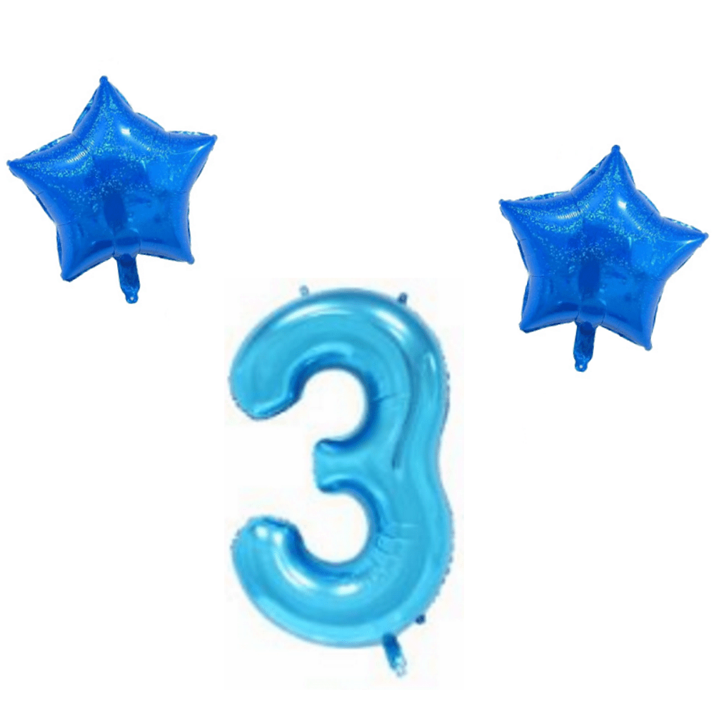 Number & Star Foil Balloon Set - Blue - Party Balloons from . at DoggyTopia