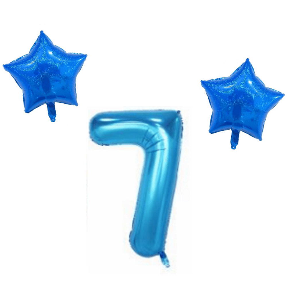 Number & Star Foil Balloon Set - Blue - Party Balloons from . at DoggyTopia