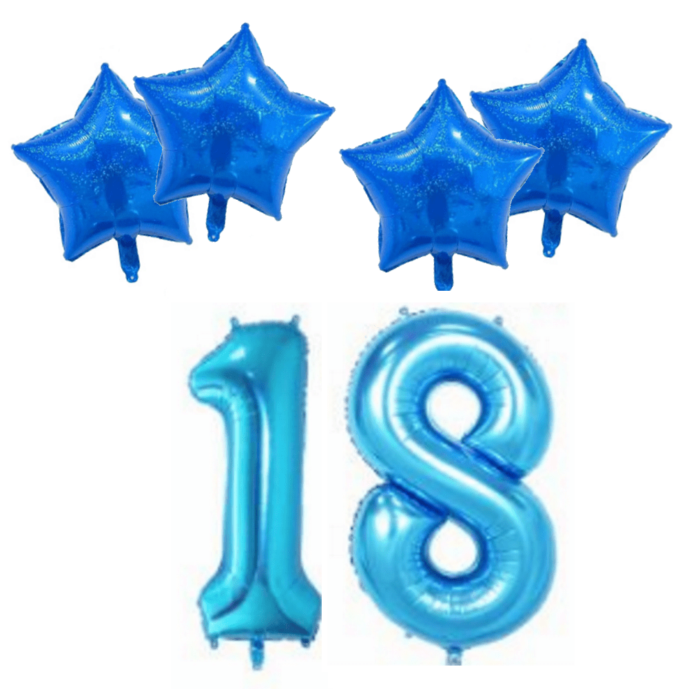 Number & Star Foil Balloon Set - Blue - Party Balloons from . at DoggyTopia