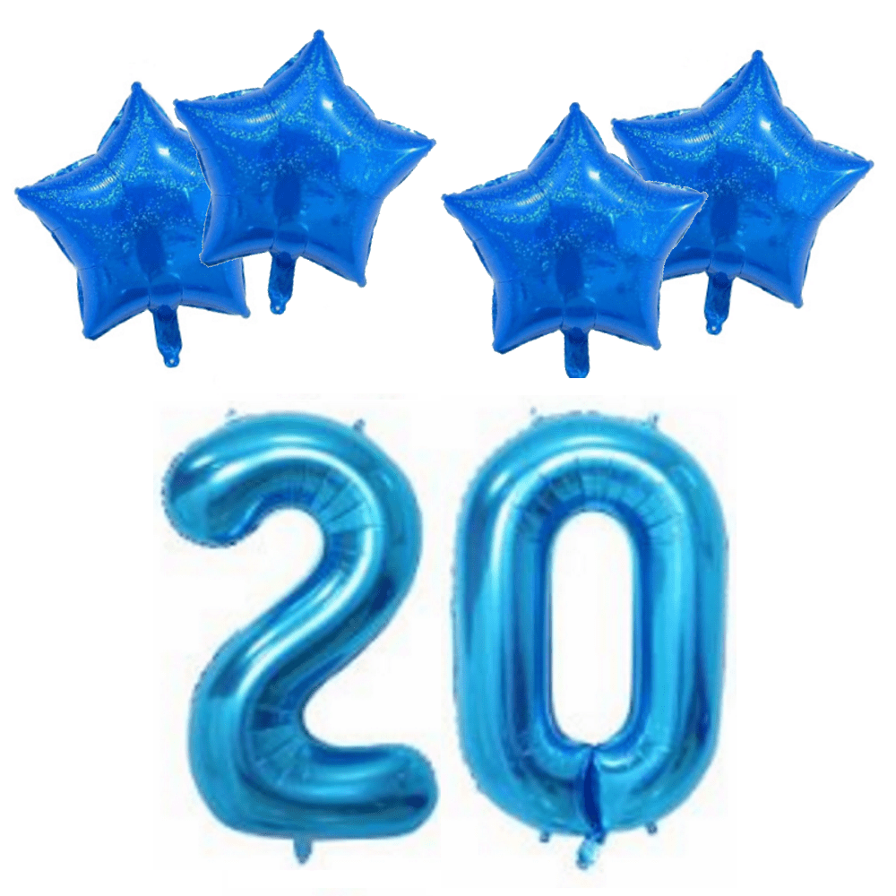 Number & Star Foil Balloon Set - Blue - Party Balloons from . at DoggyTopia