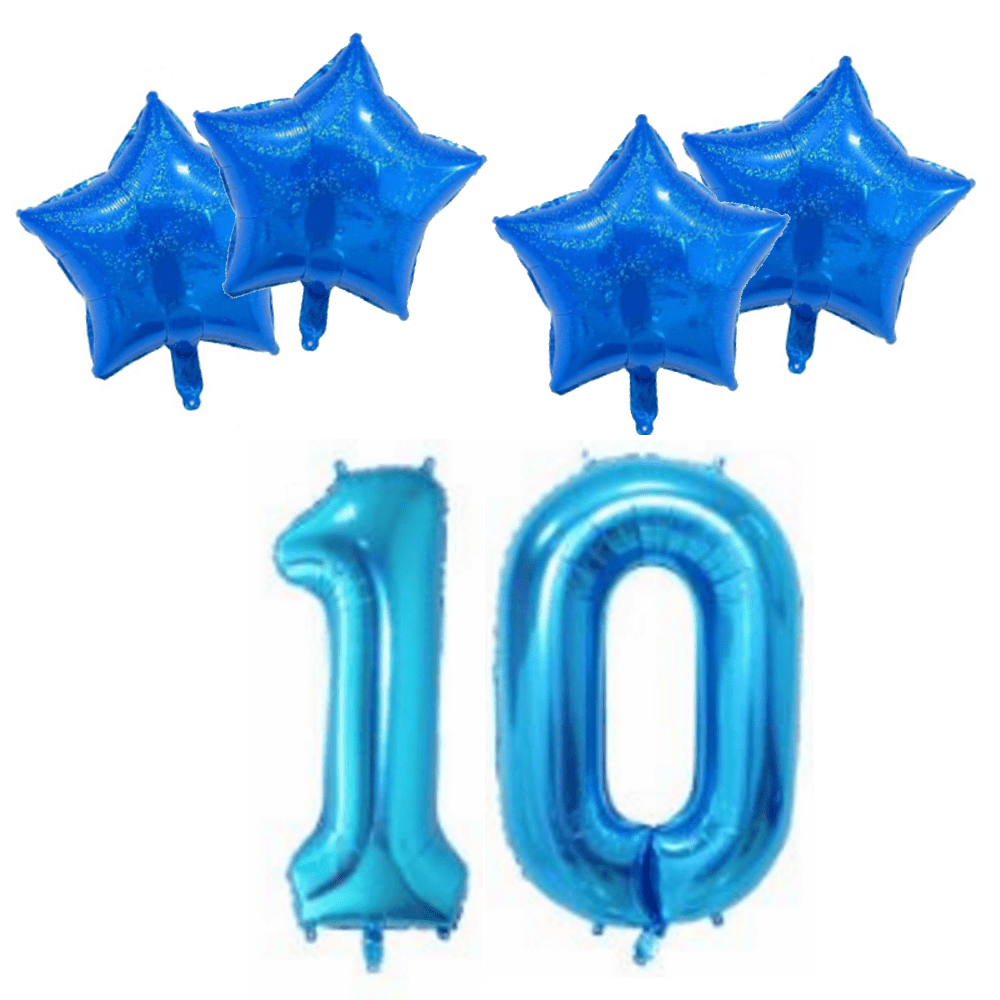 Number & Star Foil Balloon Set - Blue - Party Balloons from . at DoggyTopia