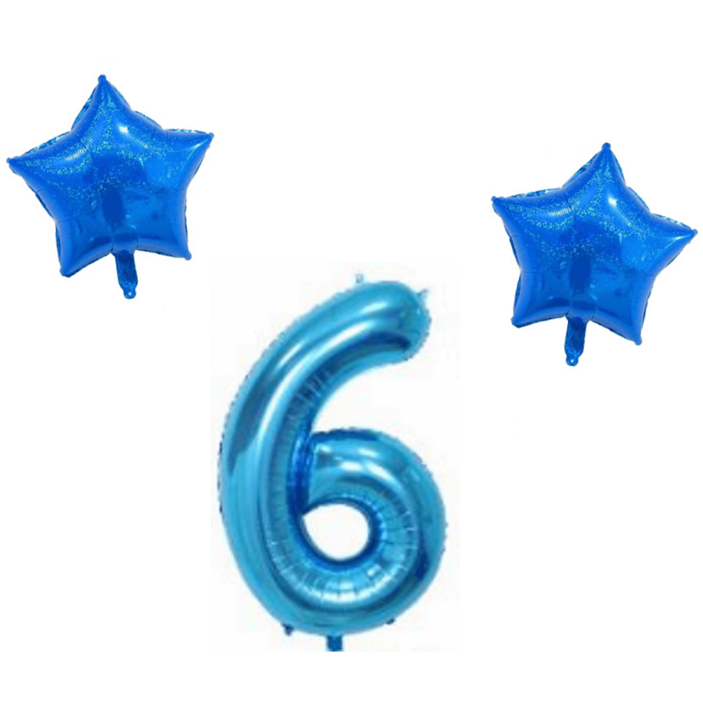 Number & Star Foil Balloon Set - Blue - Party Balloons from . at DoggyTopia