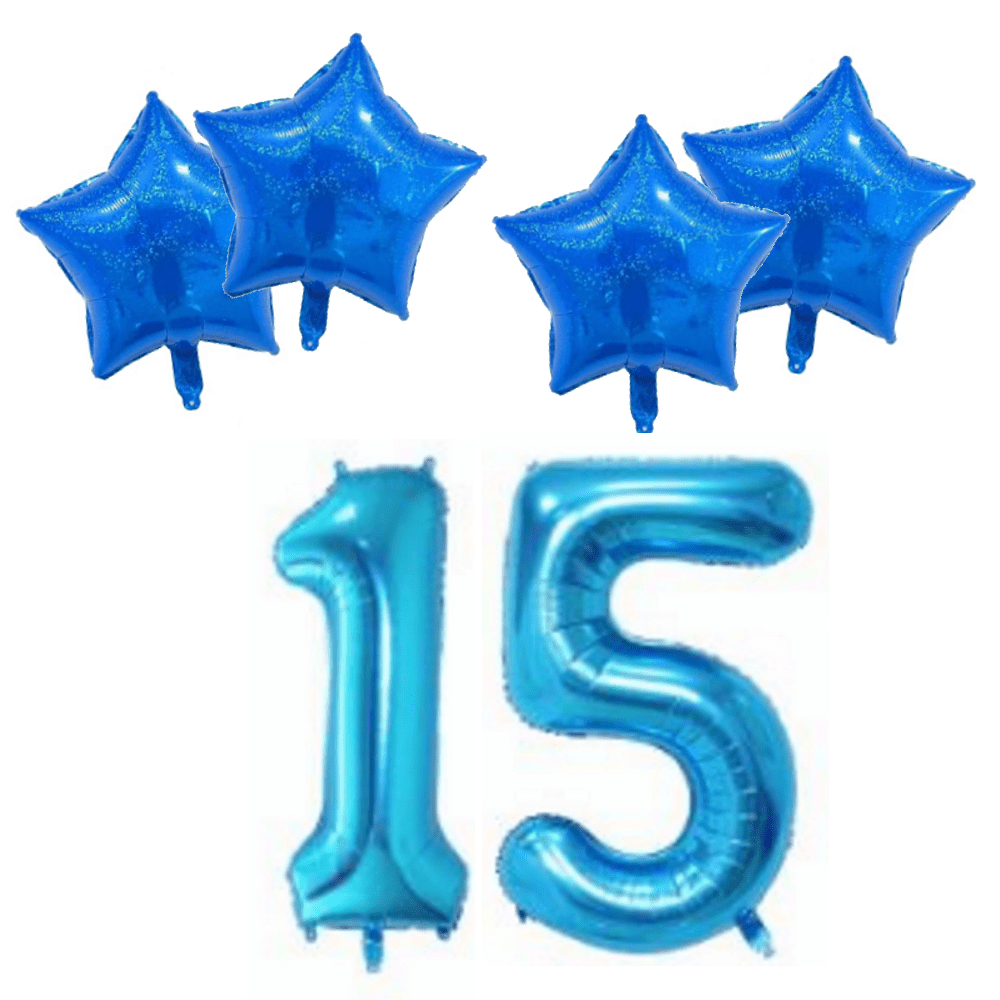 Number & Star Foil Balloon Set - Blue - Party Balloons from . at DoggyTopia