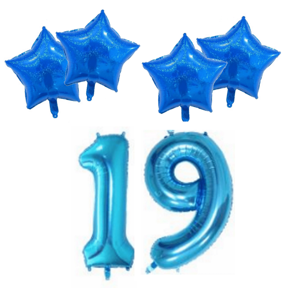 Number & Star Foil Balloon Set - Blue - Party Balloons from . at DoggyTopia