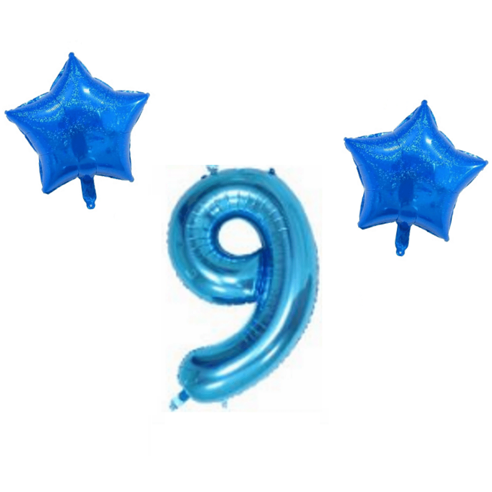 Number & Star Foil Balloon Set - Blue - Party Balloons from . at DoggyTopia