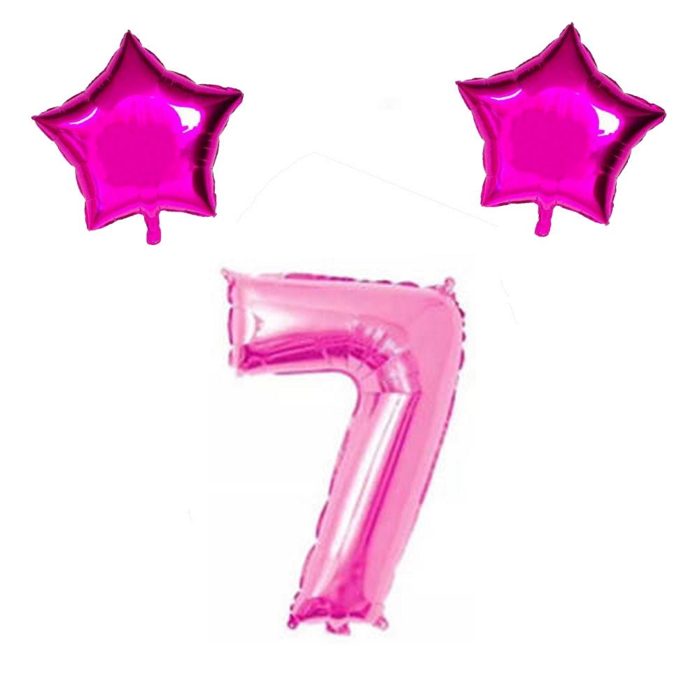 Number & Star Foil Balloons - Pink - Party Balloons from . at DoggyTopia