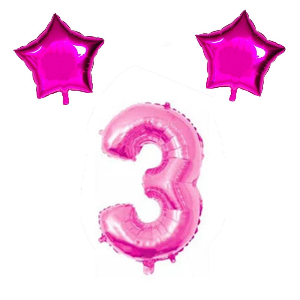 Number & Star Foil Balloons - Pink - Party Balloons from . at DoggyTopia