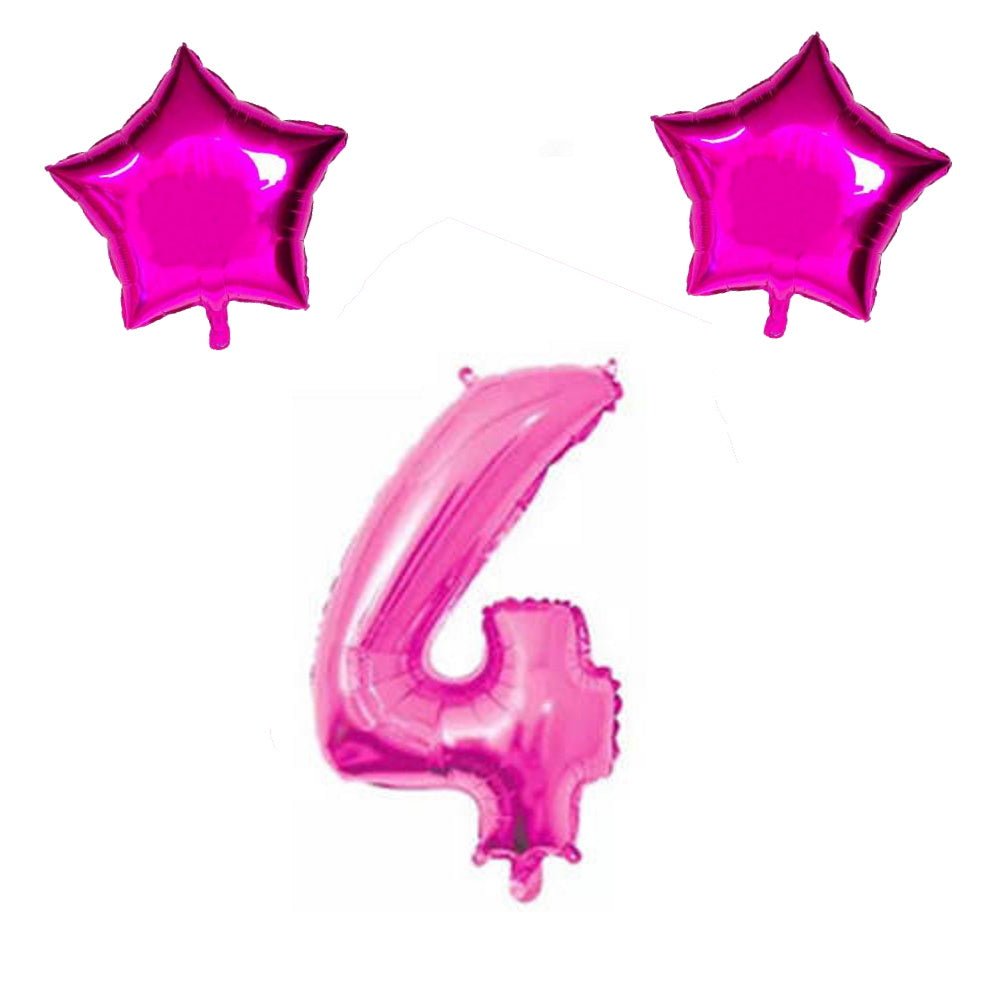 Number & Star Foil Balloons - Pink - Party Balloons from . at DoggyTopia