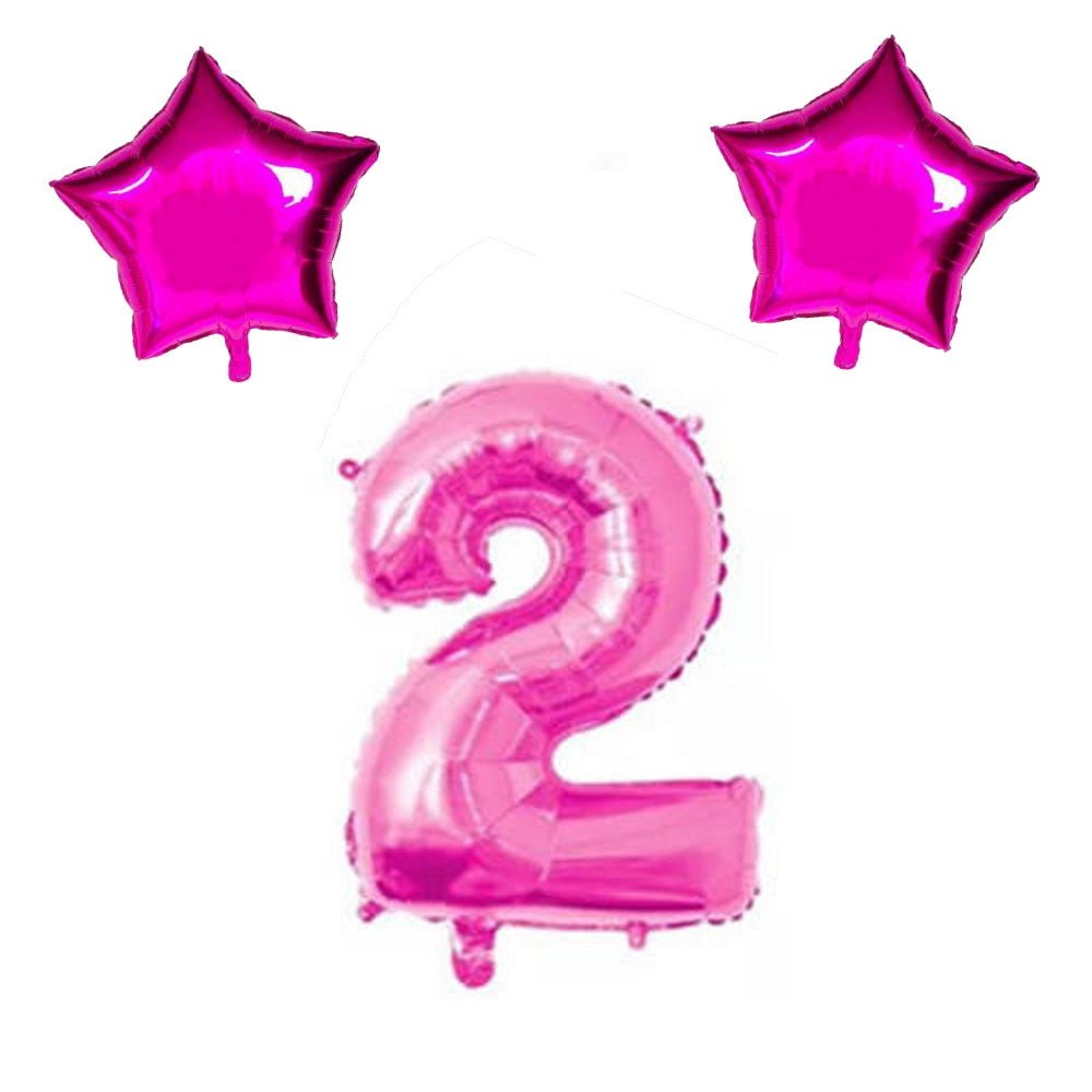 Number & Star Foil Balloons - Pink - Party Balloons from . at DoggyTopia