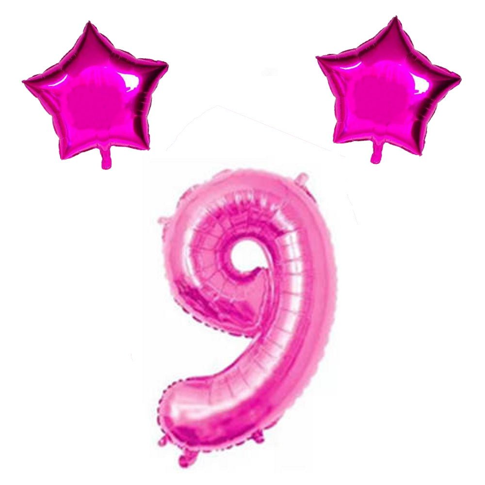Number & Star Foil Balloons - Pink - Party Balloons from . at DoggyTopia