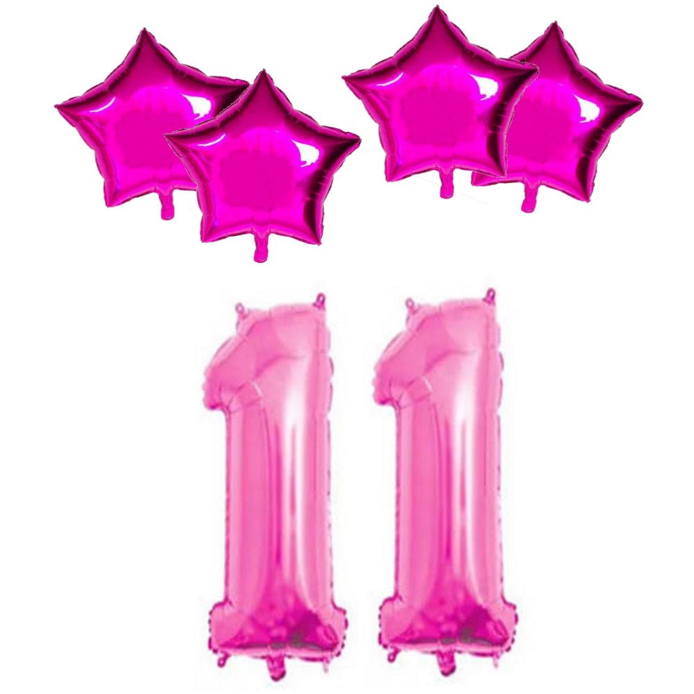 Number & Star Foil Balloons - Pink - Party Balloons from . at DoggyTopia