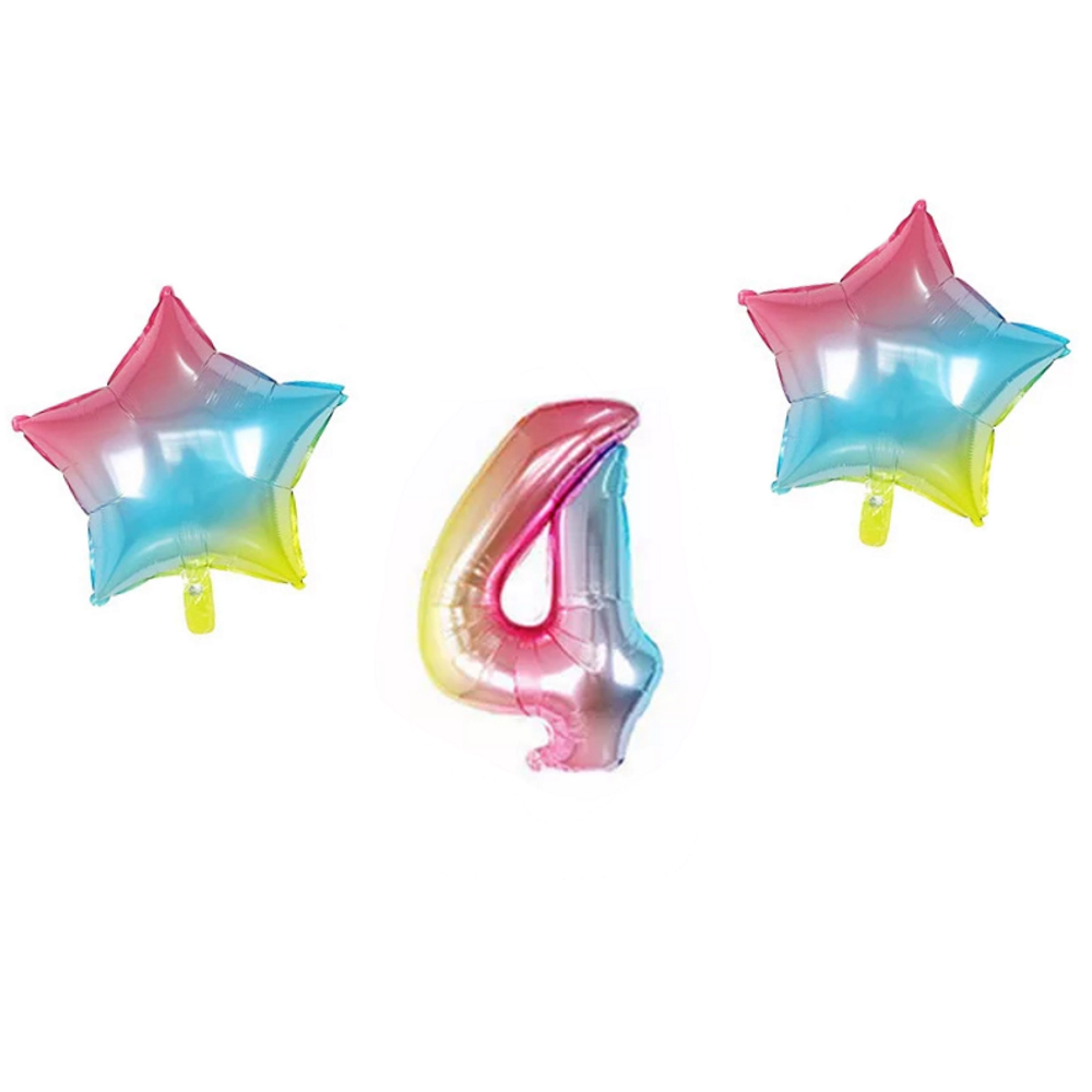 Number & Star Foil Balloons - Rainbow - Party Balloons from . at DoggyTopia