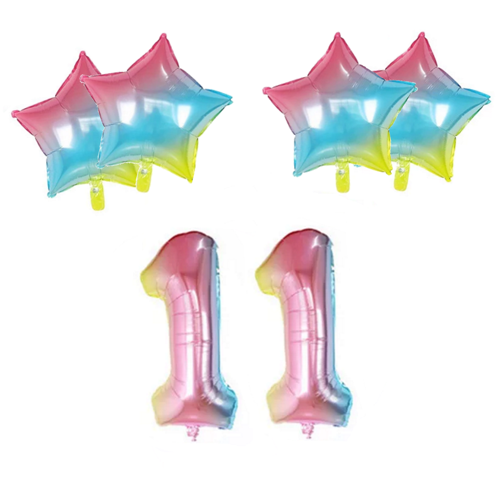 Number & Star Foil Balloons - Rainbow - Party Balloons from . at DoggyTopia