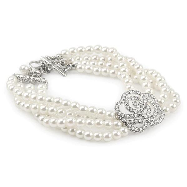 Pearl & Rose Diamante Dog Necklace - Dog Necklaces from . at DoggyTopia