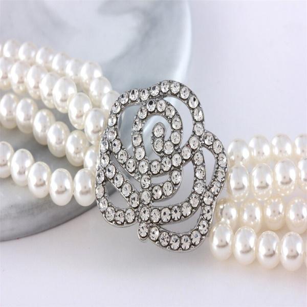 Pearl & Rose Diamante Dog Necklace - Dog Necklaces from . at DoggyTopia