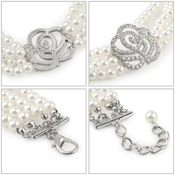 Pearl & Rose Diamante Dog Necklace - Dog Necklaces from . at DoggyTopia