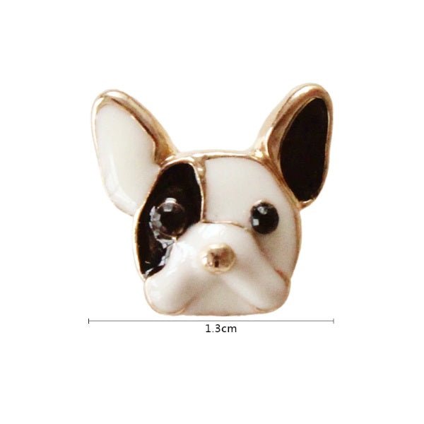 Pied French Bulldog Stud Earrings - Earrings from Sale at DoggyTopia