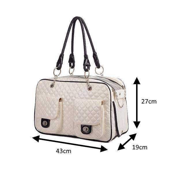 Quilted Patent Dog Carrier - White - Dog Carriers from . at DoggyTopia