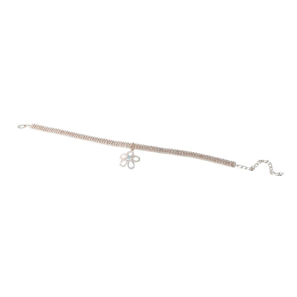 Rose Gold Diamante Flower Dog Necklace - Dog Necklaces from Sale at DoggyTopia