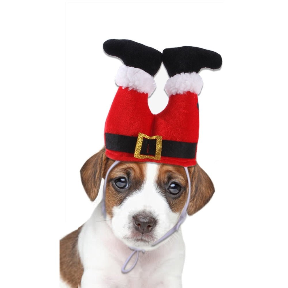 Santa Legs Dog Headpiece - Christmas Costumes from Sale at DoggyTopia