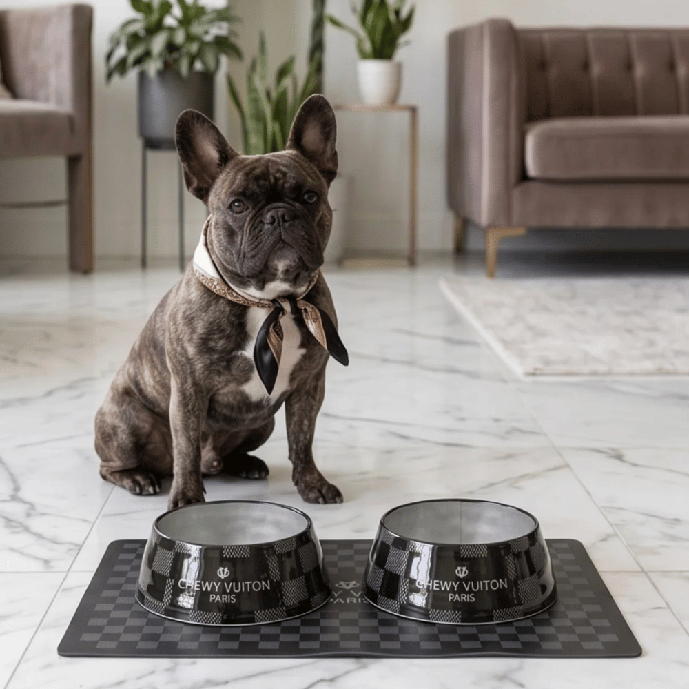 Black Checker Chewy Vuiton Bowl