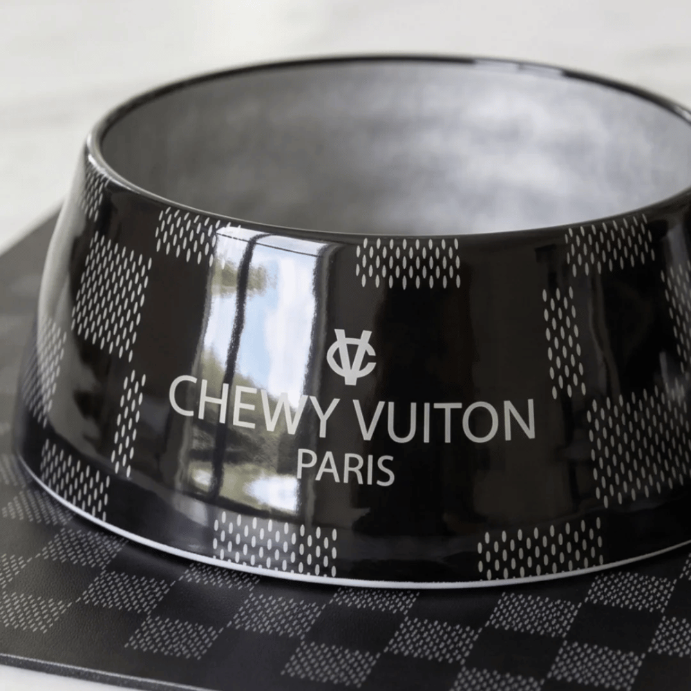 Black Checker Chewy Vuiton Bowl