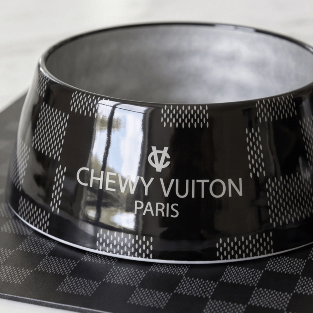 Black Checker Chewy Vuiton Bowl