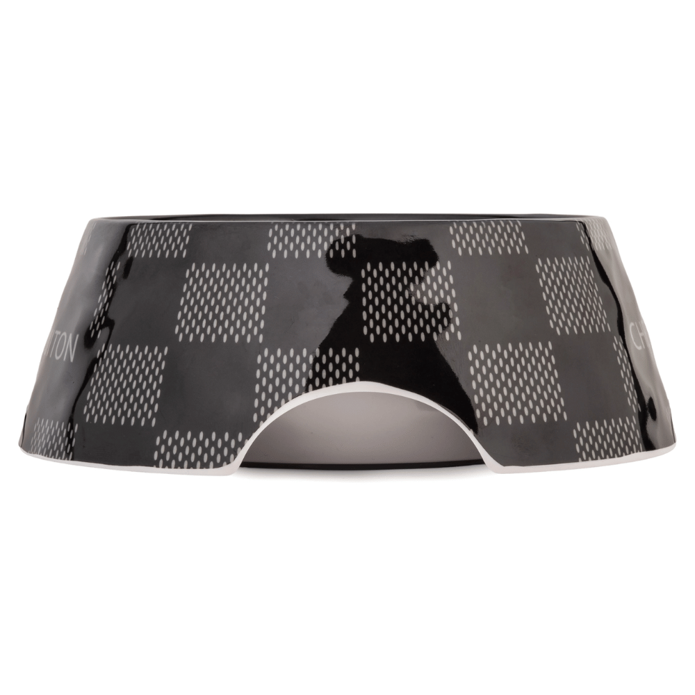 Black Checker Chewy Vuiton Bowl