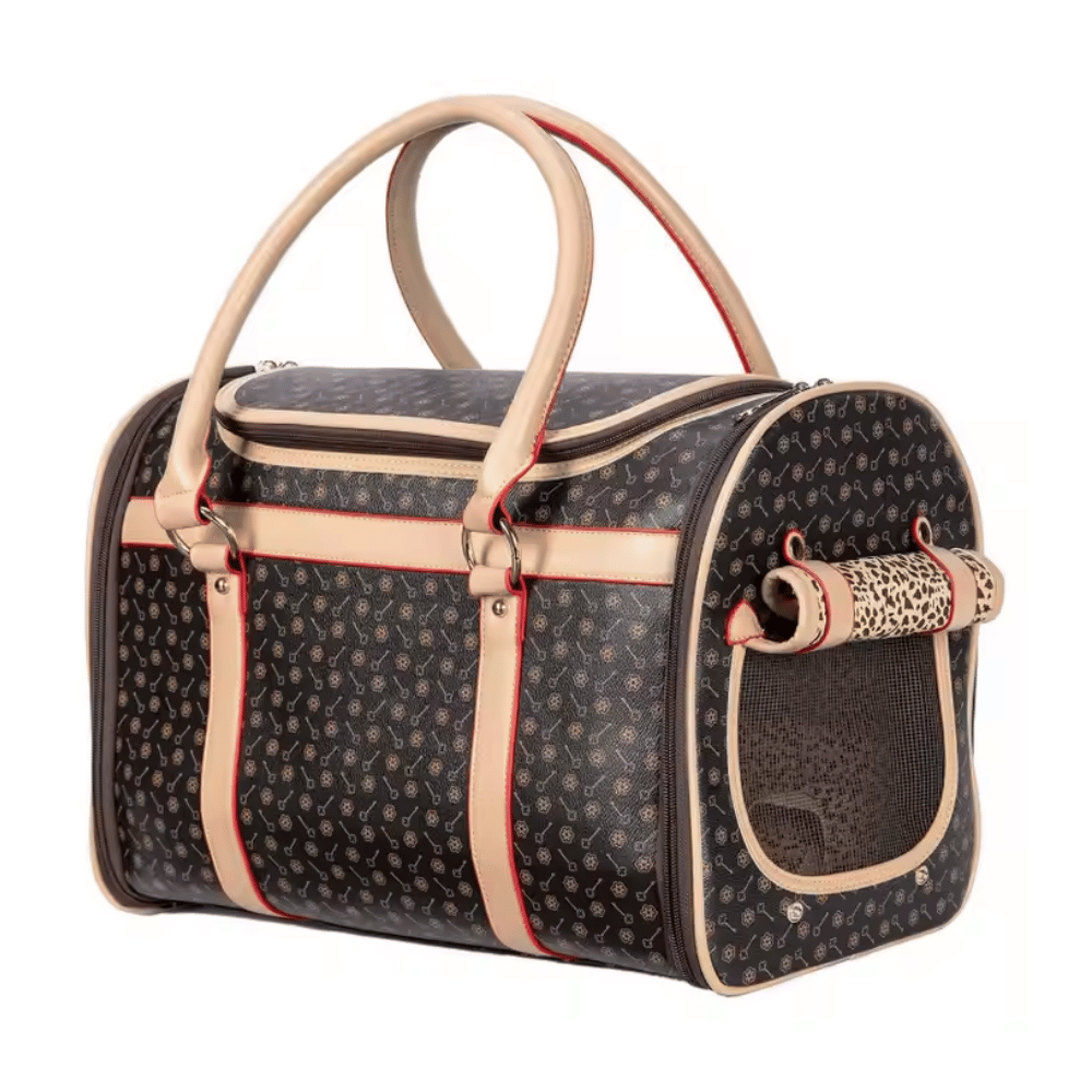 Brown and Tan Pattern Dog Carrier