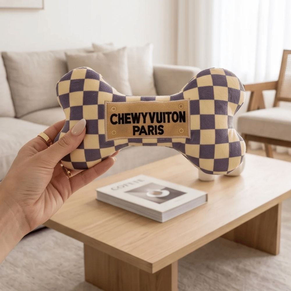 Chewy Vuiton Checker Bone Dog Toy