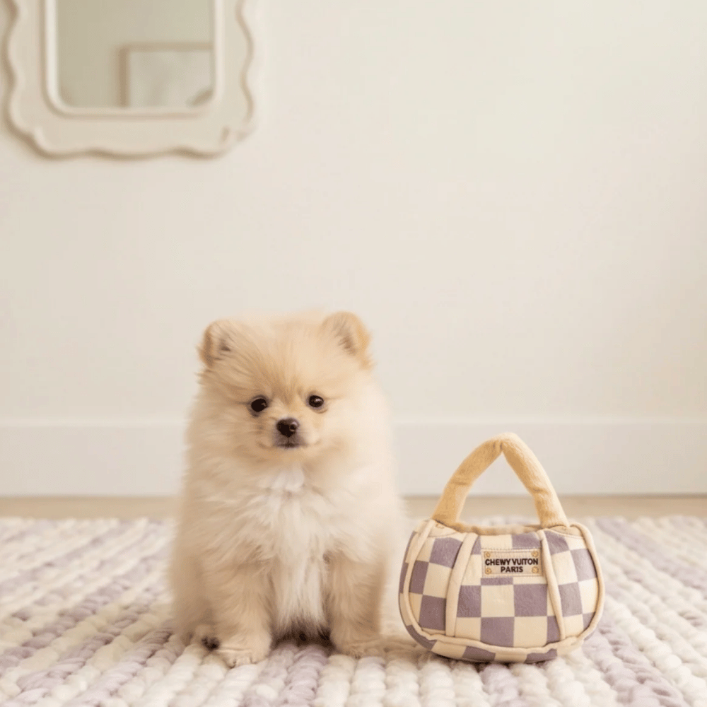 Chewy Vuiton Checker Handbag Dog Toy