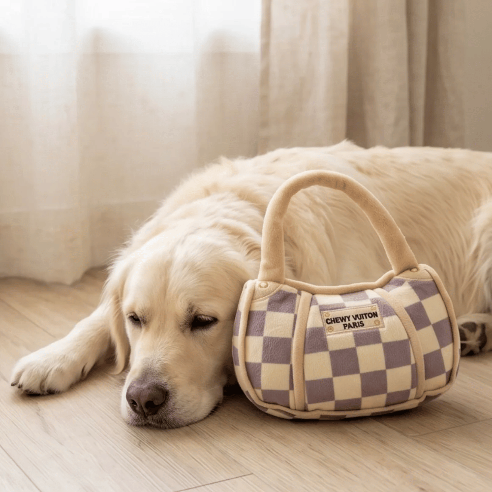 Chewy Vuiton Checker Handbag Dog Toy