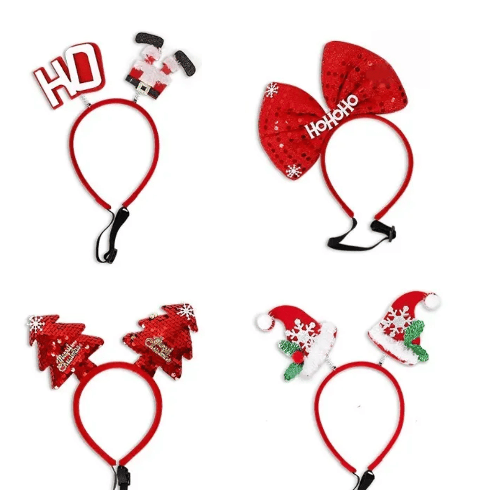 Red Bow Christmas Dog Headband