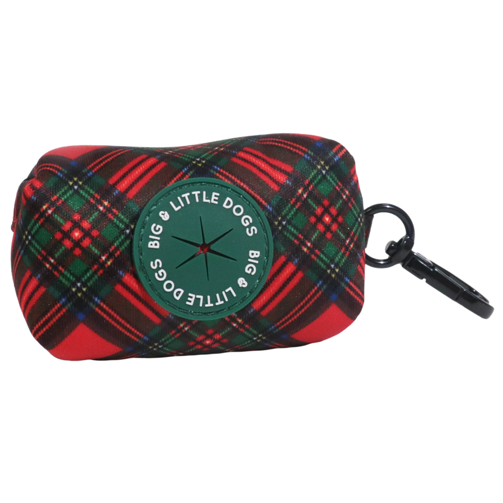 Big & Little Dogs Poop Bag Holder: Festive Tartan