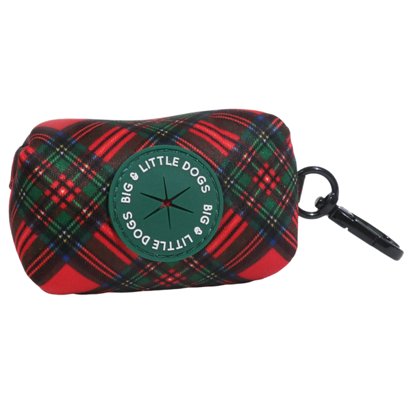 Big & Little Dogs Poop Bag Holder: Festive Tartan