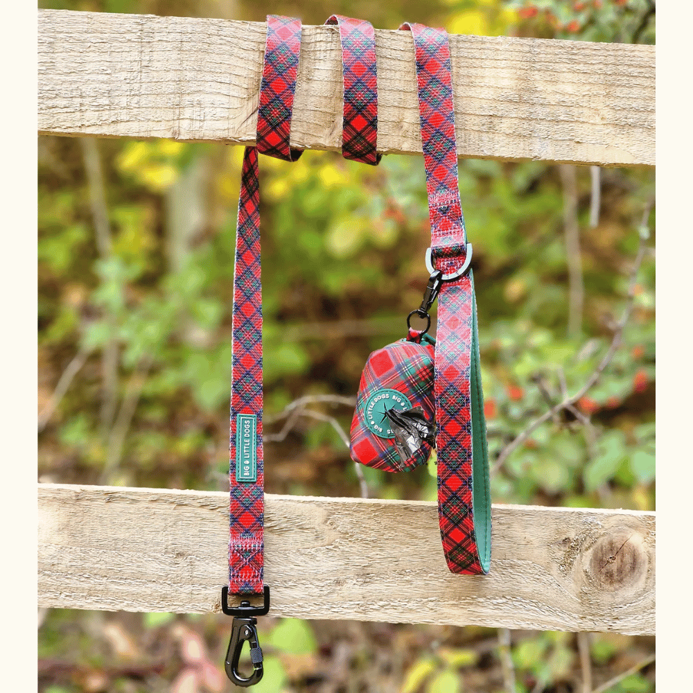 Big & Little Dogs Poop Bag Holder: Festive Tartan