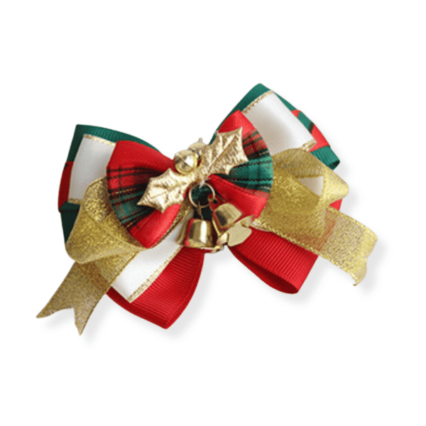 Mistletoe & Bells Bow Knot Christmas Collar
