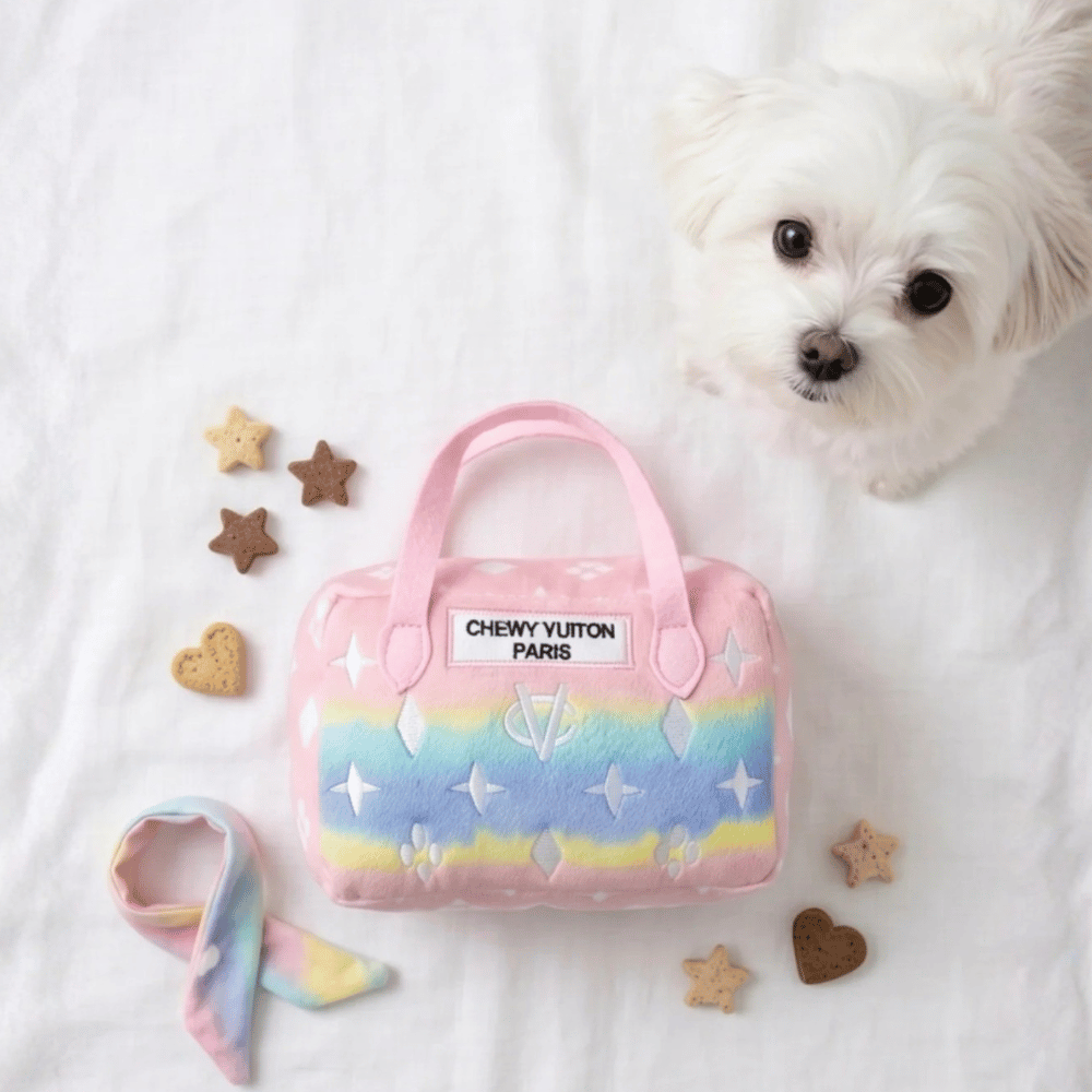 Pink Ombre Chewy Vuiton Handbag Dog Toy