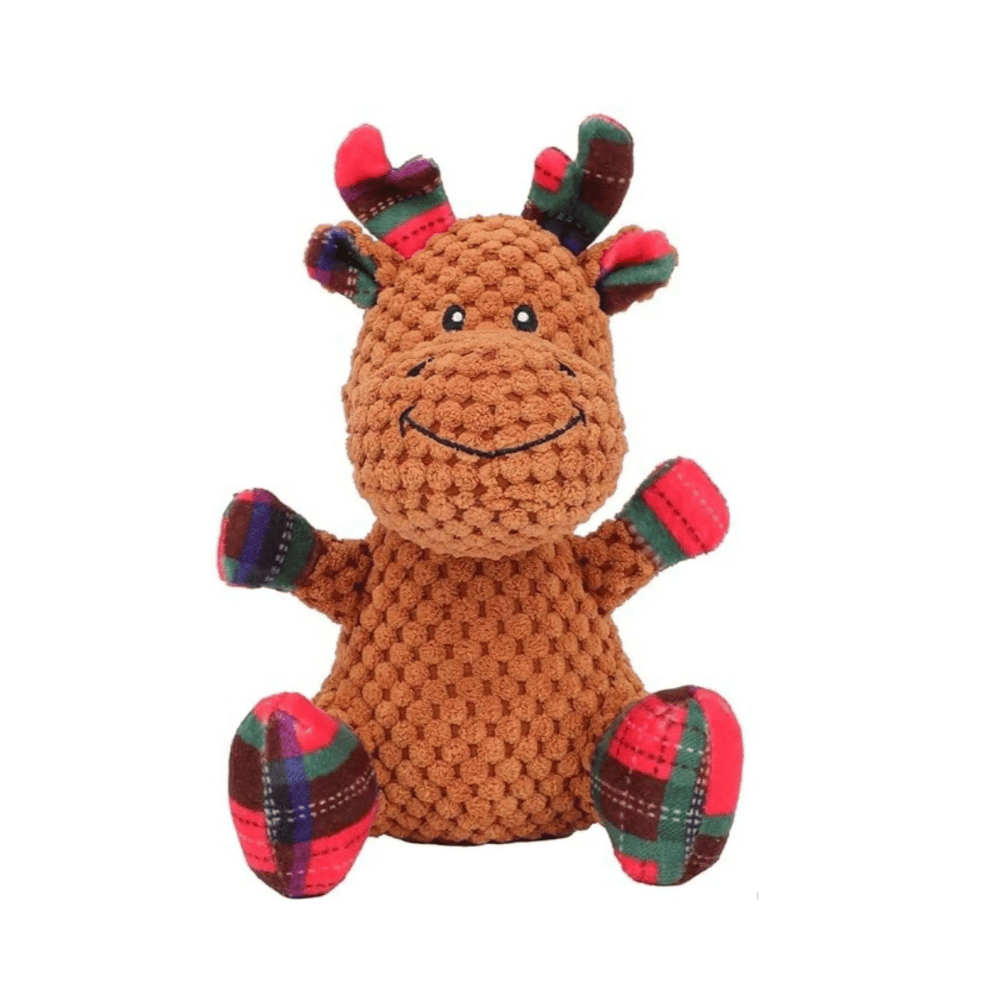 Reindeer Plush Plaid Dog Toy