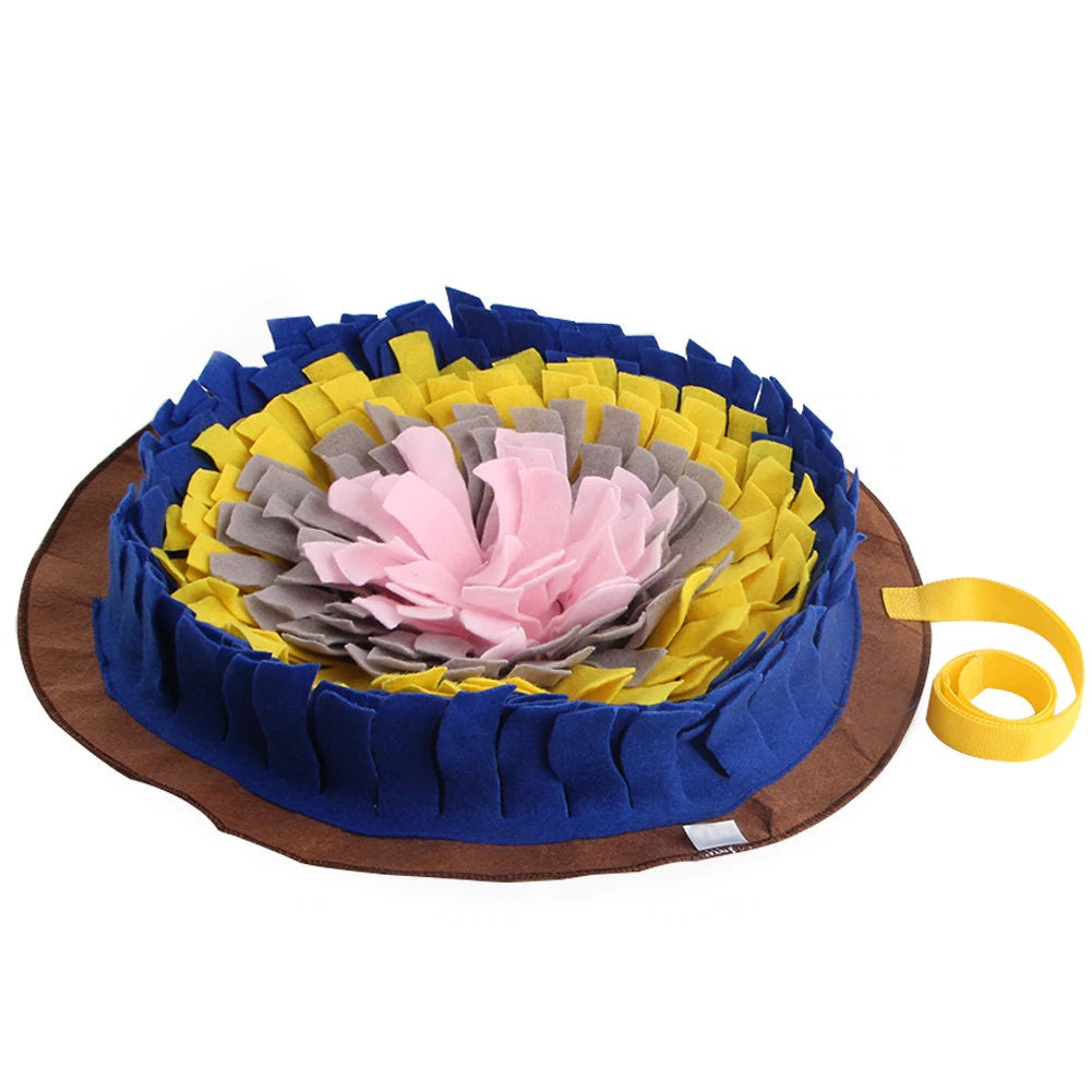 Round Snuffle Mat - Blue & Yellow