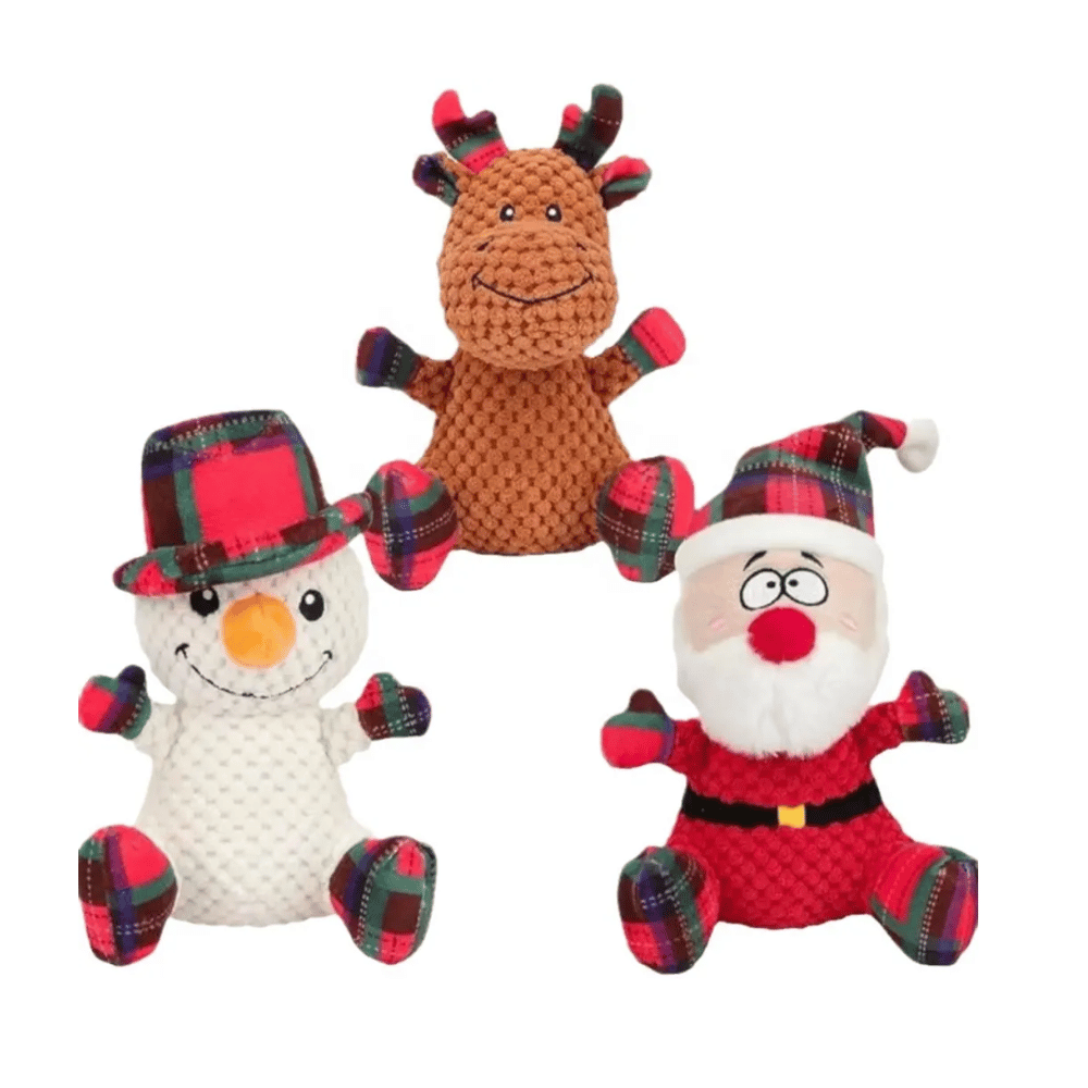 Snowman Plush Plaid Dog Toy