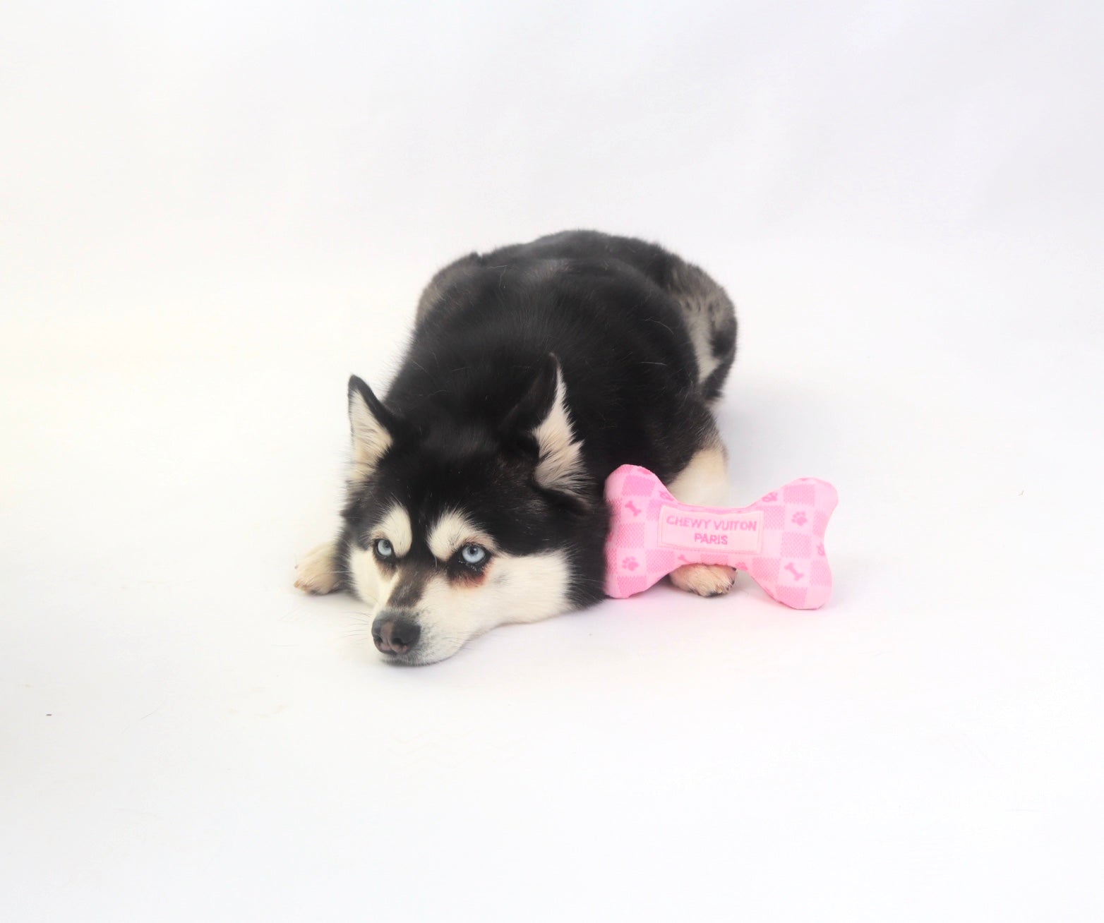 Checker Chewy Vuiton Dog Bone Toy - Pink