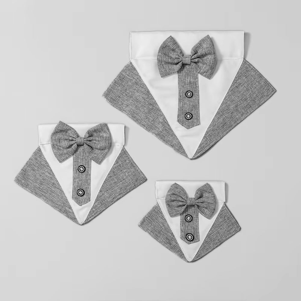 Tuxedo Dog Bandana - Grey