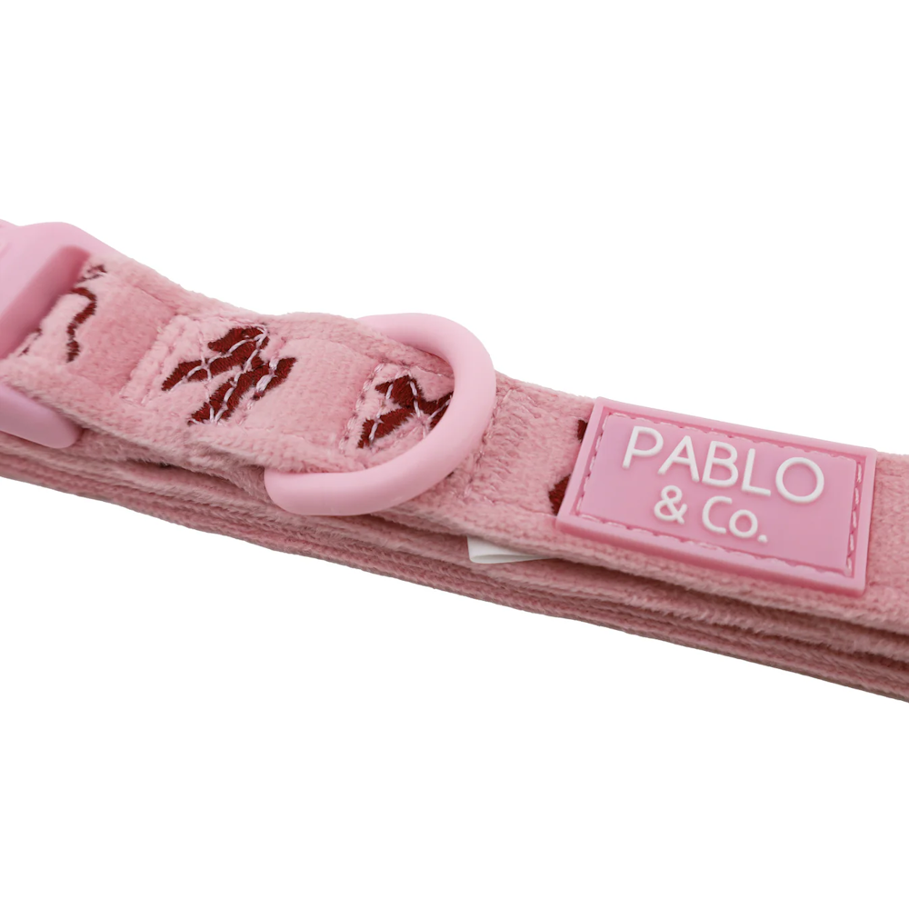 Pablo & Co Velvet Blush Bows Dog Collar
