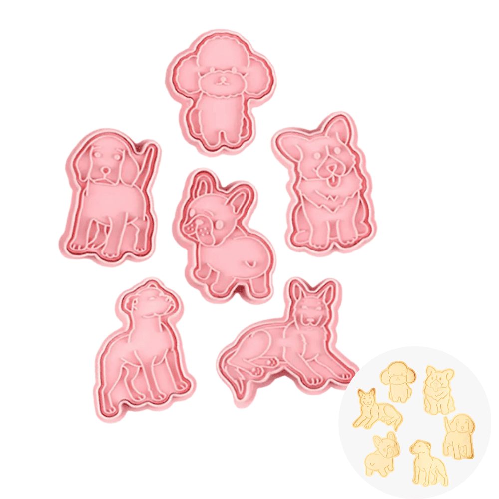 Dogs Cookie Cutter Embosser Set 6pcs - Cookie Cutters from . at DoggyTopia