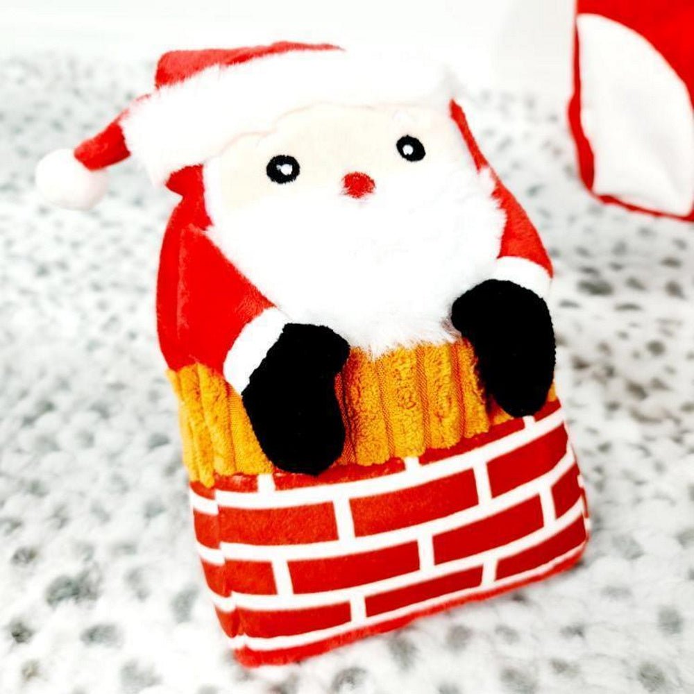 Santa In Chimney Dog Toy - Plush Toys from Sale at DoggyTopia
