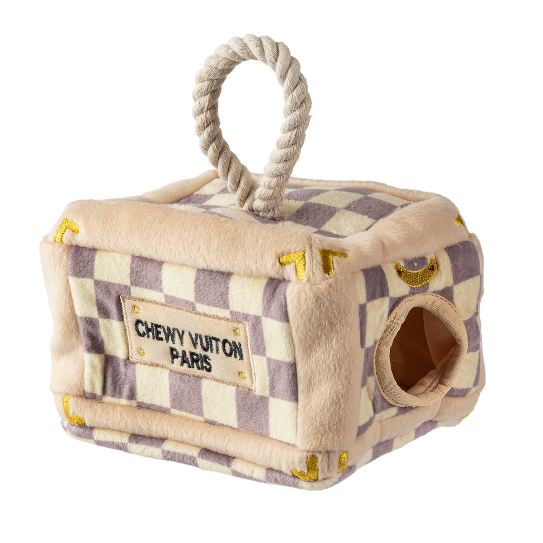 Checker Chewy Vuiton Trunk Interactive Toy - Designer Toys from Haute Diggity Dog at DoggyTopia